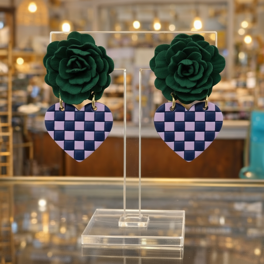 Aros de Corazón florido rojo