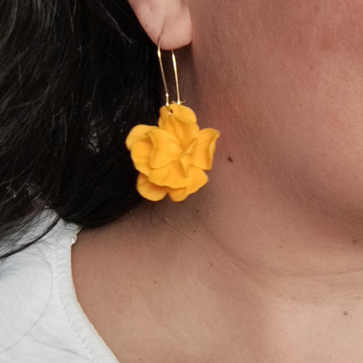 Aros mujer flor amarilla | Joyera