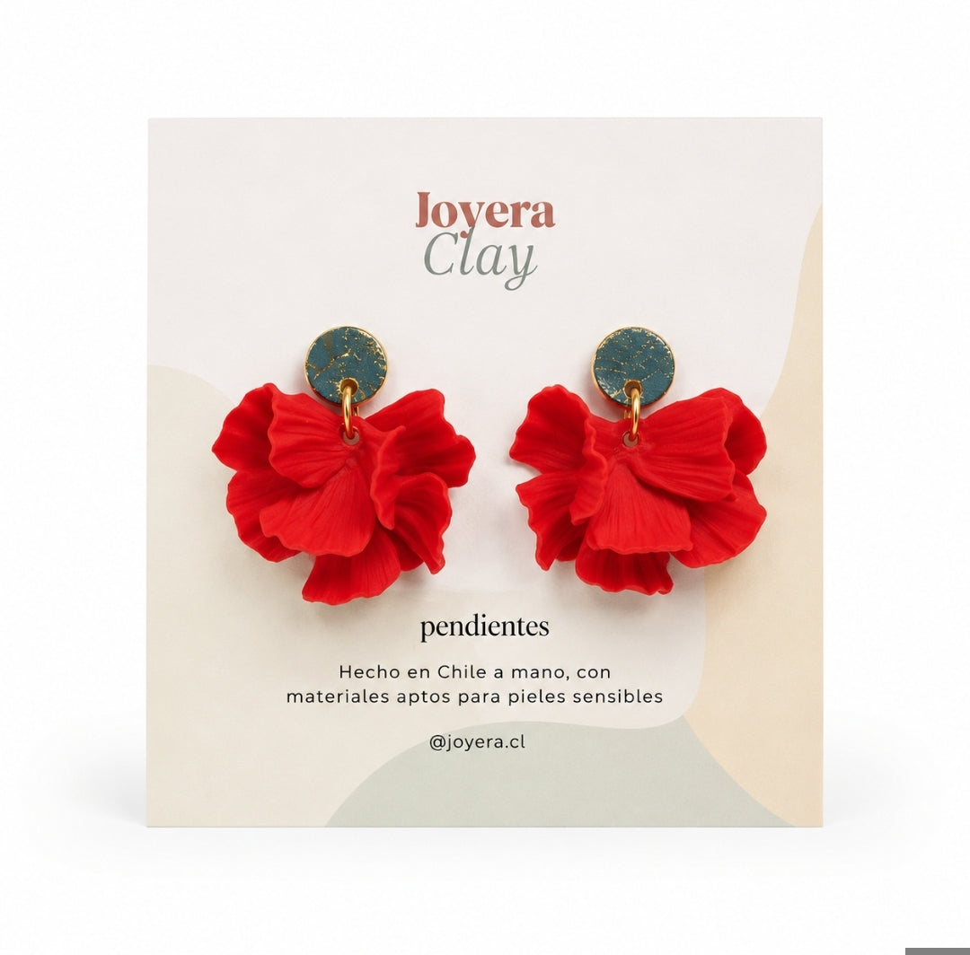 Aros mujer Hipoalergénicos Flor Carmesí de Joyera