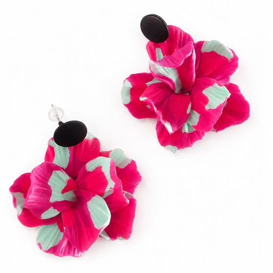 Aros de mujer forma de flor grandes hipoalergénicos livianos- María de Joyera