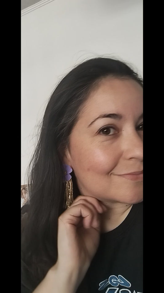 Aros flor con flecos