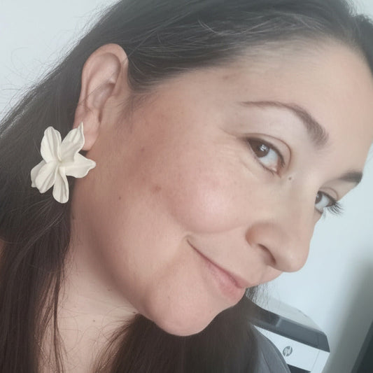 Aros Maxi Flor Burdeo