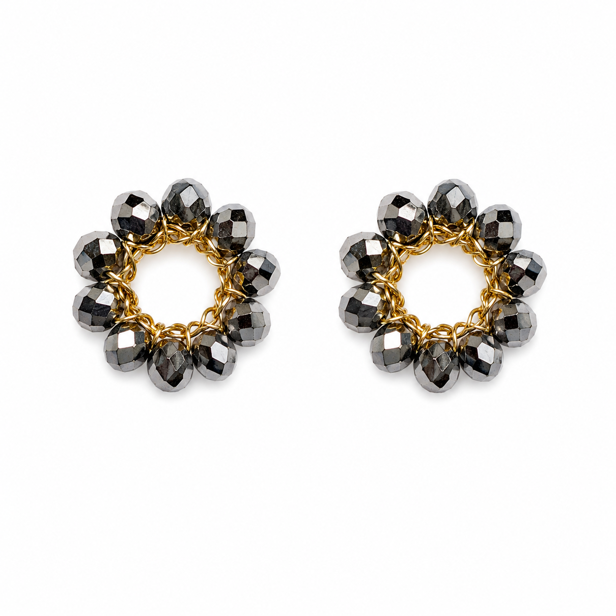 Aros argolla mujer  cristal plateado pequeñas hechas a mano hipoalergénicas