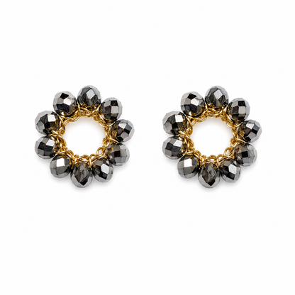 Aros argolla mujer  cristal plateado pequeñas hechas a mano hipoalergénicas