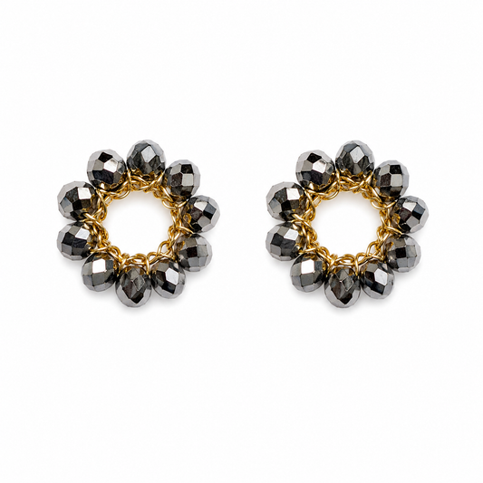 Aros argolla mujer  cristal plateado pequeñas hechas a mano hipoalergénicas