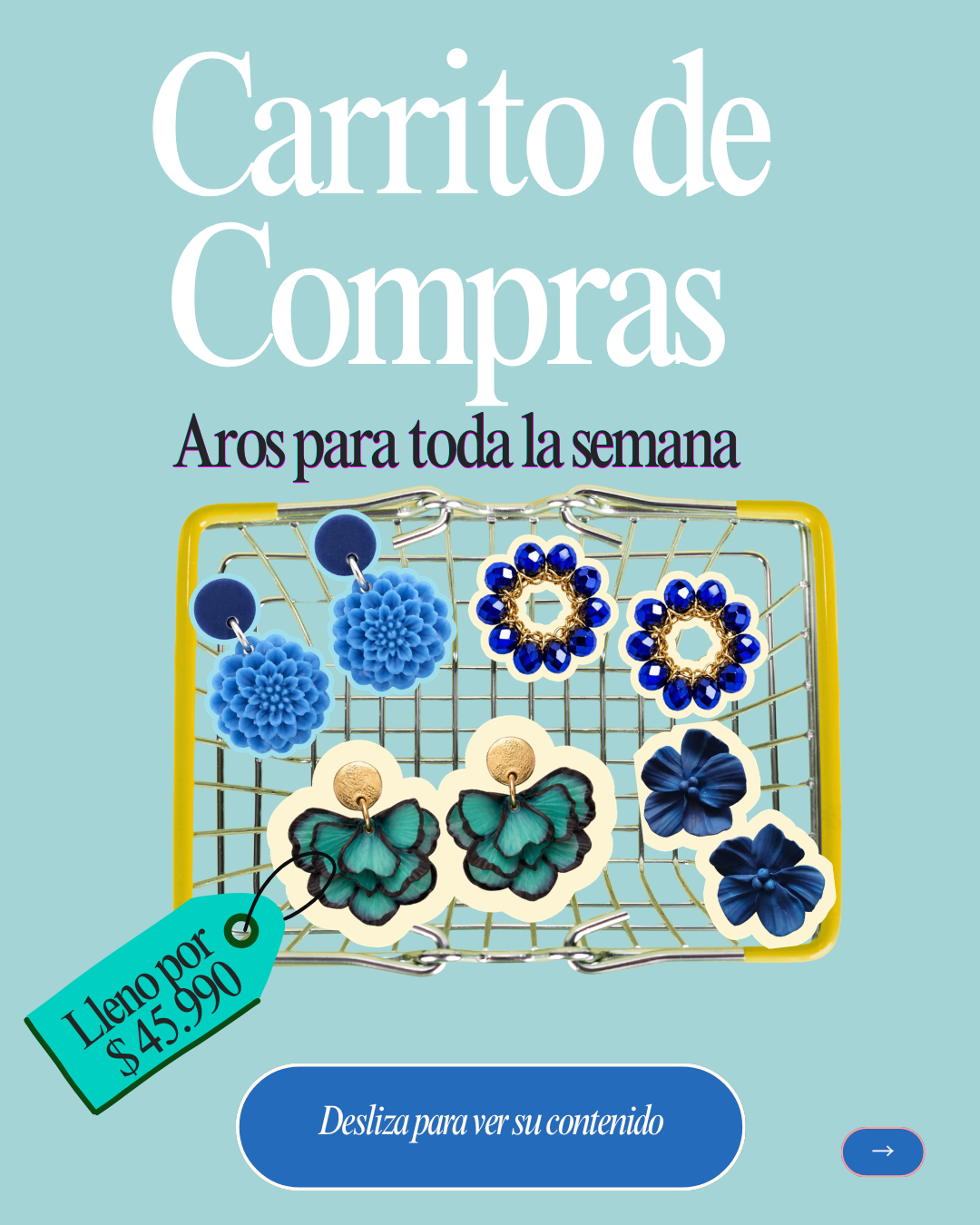 Carrito de 4 pendientes - aros mujer