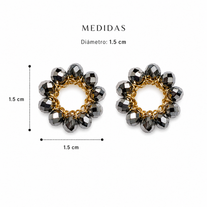 Aros argolla mujer  cristal plateado pequeñas hechas a mano hipoalergénicas