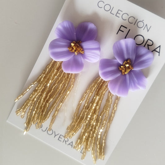Aros flor con flecos