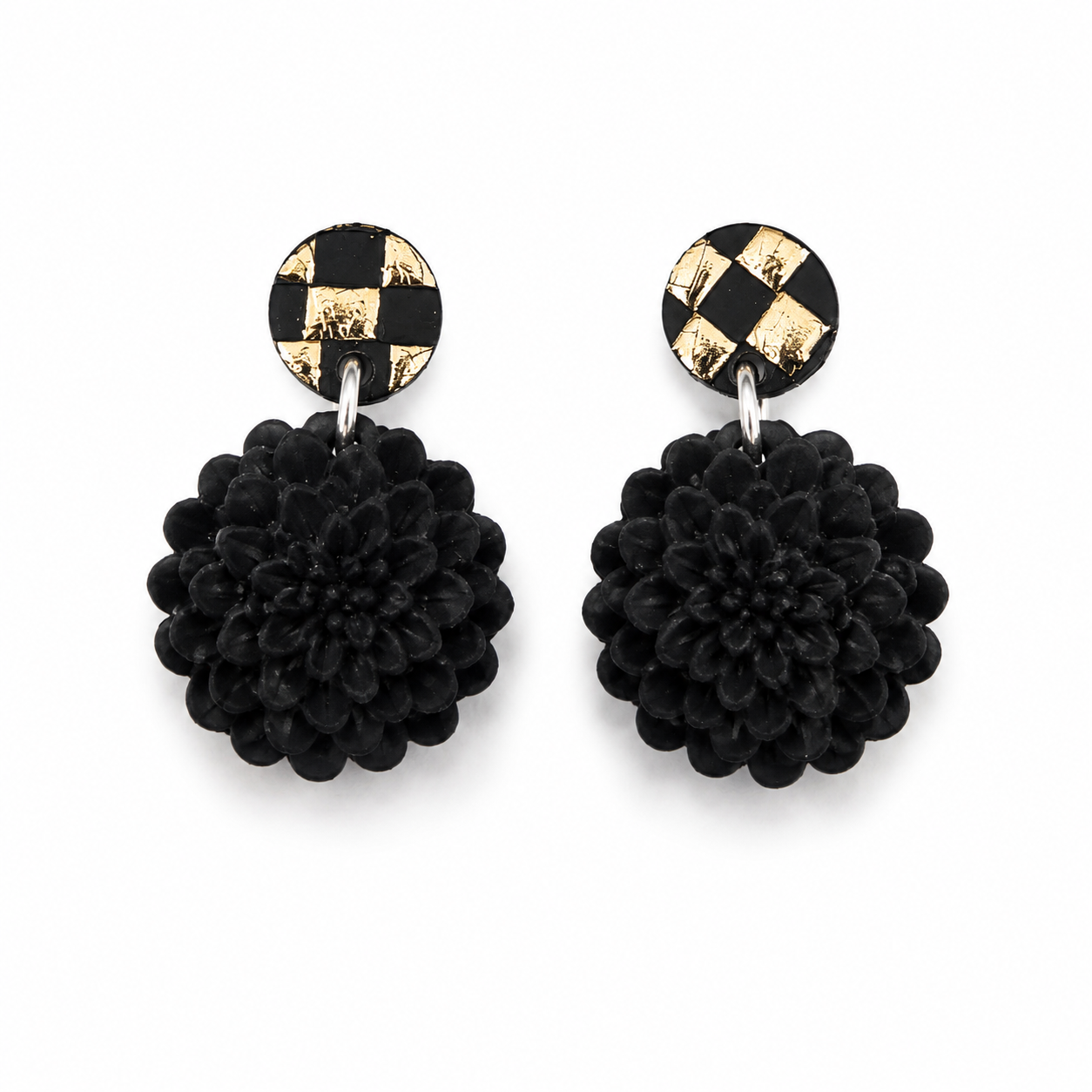 Aros mujer pequeños flor Noir hipoalergénicos